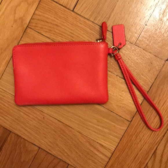 Coach Orange Leather Wristlet - Picture 2 of 4